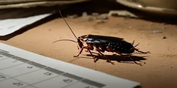 Roach crawling next to calendar